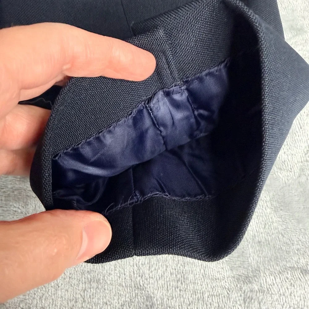 Vintage Haggar Mens Navy Blue Two Button Blazer Sport Coat Jacket 44S Washable
